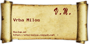 Vrba Milos névjegykártya